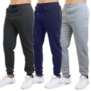 Grey & Navy & Charcoal XL 3-Pack Mens Slim Fit Fleece Jogger Sweatpants (S-3XL)