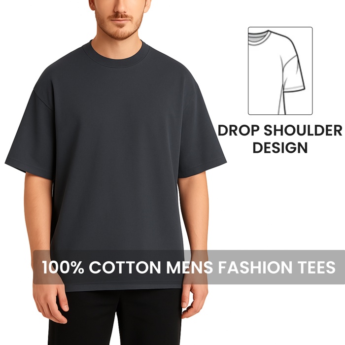 Men's Oversized Heavyweight Cotton Crew Neck Short Sleeve Tshirts Loose Fit Tops (S-3XL)