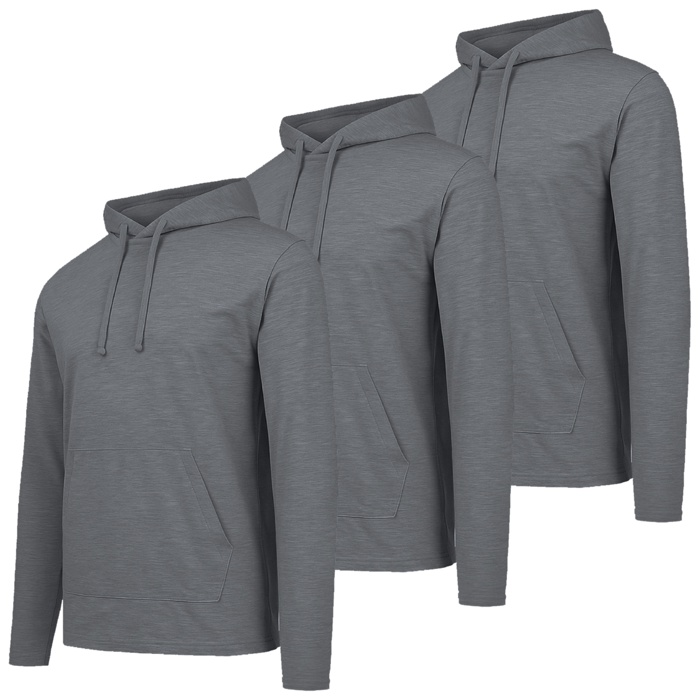 3-Pack Men's Cotton Lightweight Casual Pullover Drawstring Hoodie With Pocket