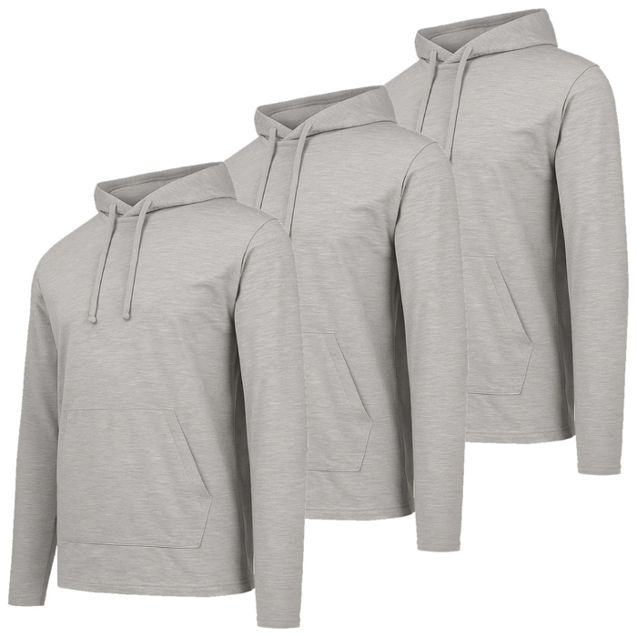 3-Pack Men's Cotton Lightweight Casual Pullover Drawstring Hoodie With Pocket