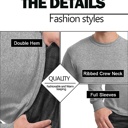  Men's Cotton-Blend Long Sleeve Crew Neck Tee