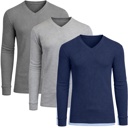  3-Pack Men’s Long Sleeve Waffle Knit Thermal Shirt – V-Neck, Modern Fit, Warm Layering Top