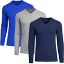 Navy & Royal & Grey XL 3-Pack Men’s Long Sleeve Waffle Knit Thermal Shirt – V-Neck, Modern Fit, Warm Layering Top