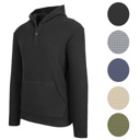 Black XL Men's Waffle Knit Thermal Pullover Hoodie (S-3XL)