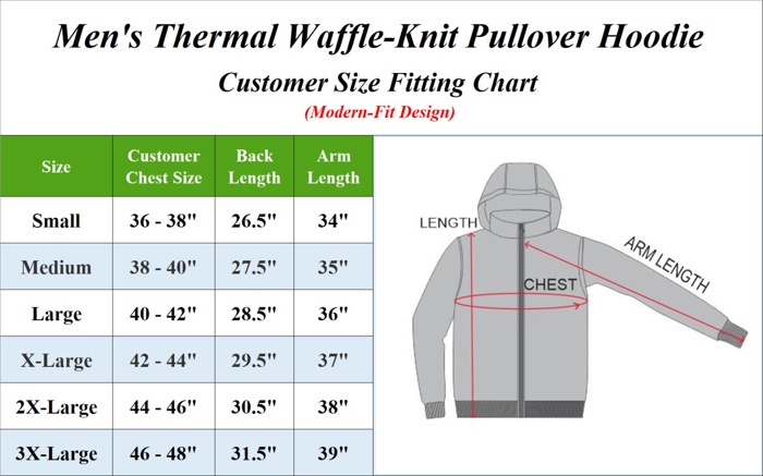 Men's Waffle Knit Thermal Pullover Hoodie (S-3XL)
