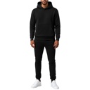 Black Large Men’s Heavyweight Soft Fleece Cotton Blend Pullover Hoodie & Sweatpants Jogging Set (S-2XL)