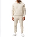 Light Oatmeal Large Men’s Heavyweight Soft Fleece Cotton Blend Pullover Hoodie & Sweatpants Jogging Set (S-2XL)