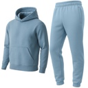 Smoky Blue Large Men’s Heavyweight Soft Fleece Cotton Blend Pullover Hoodie & Sweatpants Jogging Set (S-2XL)