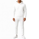 White Small Men’s Heavyweight Soft Fleece Cotton Blend Pullover Hoodie & Sweatpants Jogging Set (S-2XL)