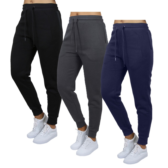 3-Pack Women's Loose Fit Fleece Jogger Sweatpants (S-3XL)
