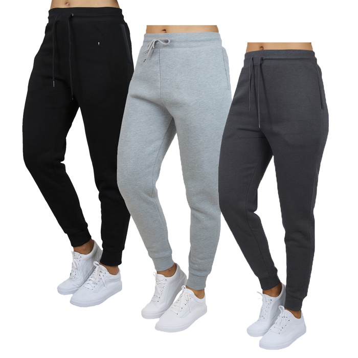 3-Pack Women's Loose Fit Fleece Jogger Sweatpants (S-3XL)
