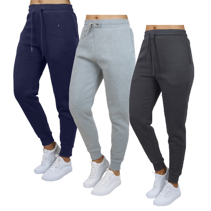 3-Pack Women's Loose Fit Fleece Jogger Sweatpants (S-3XL)