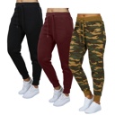 Grey & Navy & Charcoal Large 3-Pack Women's Loose Fit Fleece Jogger Sweatpants (S-3XL)