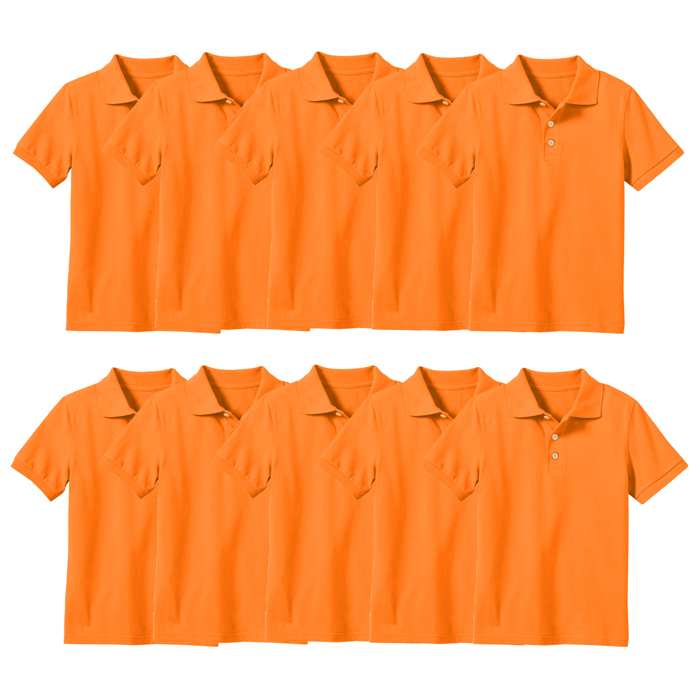 10-Pack School Uniform Tagless Polo Tshirt for Little Boys & Big Boys