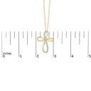 Gold-Plated .925 Sterling Silver Diamond Accent Cross Ribbon 18" Pendant Necklace (I-J Color, I2-I3 Clarity)