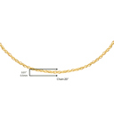 Yellow 20" 10K Gold 0.5 mm Slender & Dainty Fine Rope Chain Necklace