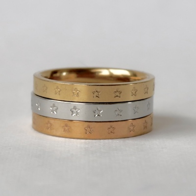 Stars Stamped Stainless Steel Stackable Ring