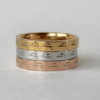 Side Music Note Stamped Stainless Steel Stackable Ring