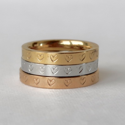 Heart Stamped Stainless Steel Stackable Ring