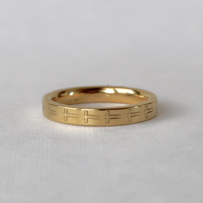 Side Cross Stamped Stainless Steel Stackable Ring