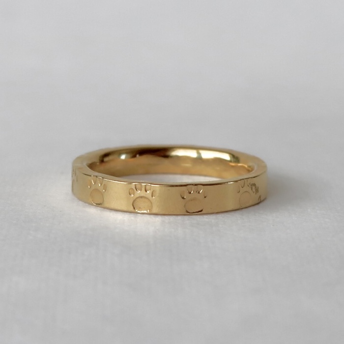 Paw Print Stamped Stainless Steel Stackable Ring