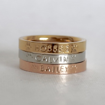 Pet Name Personalized Stamped Stainless Steel Stackable Ring