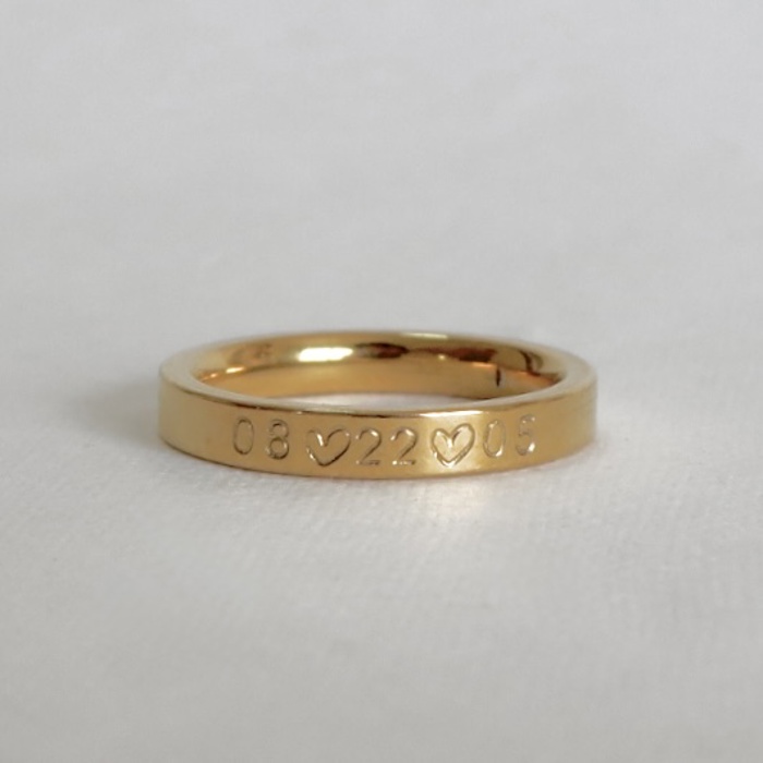 Date Personalized Stamped Stainless Steel Stackable Ring