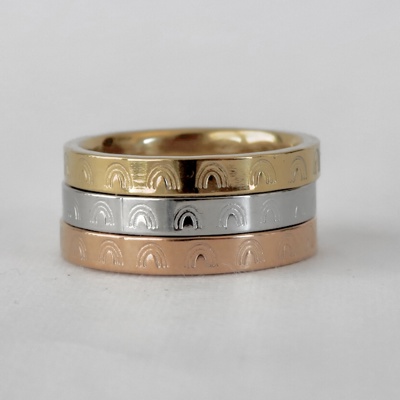 Rainbows Stamped Stainless Steel Stackable Ring