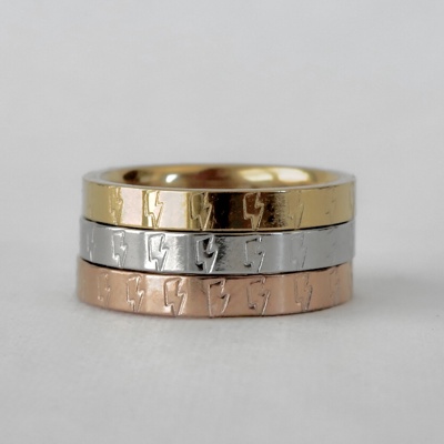 Lightning Bolt Stamped Stainless Steel Stackable Ring