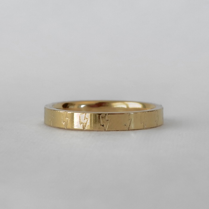 Lightning Bolt Stamped Stainless Steel Stackable Ring