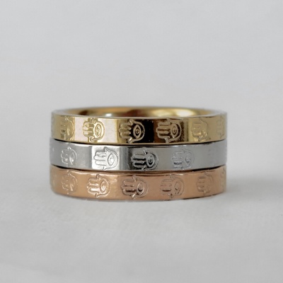 Hamsa Hand Stamped Stainless Steel Stackable Ring