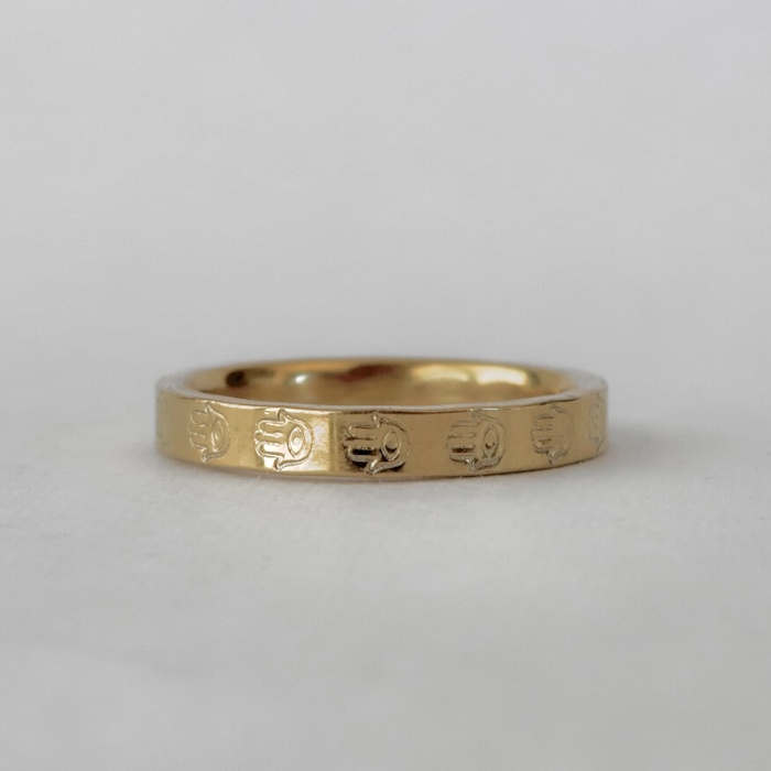 Hamsa Hand Stamped Stainless Steel Stackable Ring