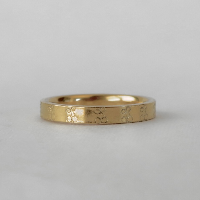 Cherry Hand Stamped Stainless Steel Stackable Ring