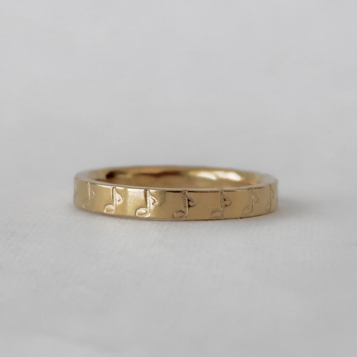Music Note Hand Stamped Stainless Steel Stackable Ring