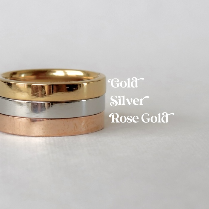 Side Music Note Stamped Stainless Steel Stackable Ring