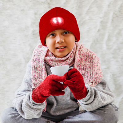 Kids Led Beanie & Glove Beanie Set