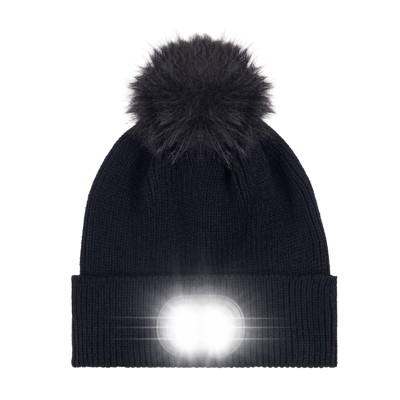LED Pom Pom Beanie - Black