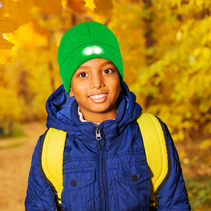 Kids Led Beanie & Glove Beanie Set - Green