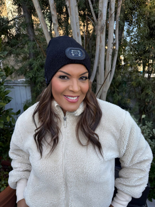 Reflective & Reversible LED Knit Beanie - Black