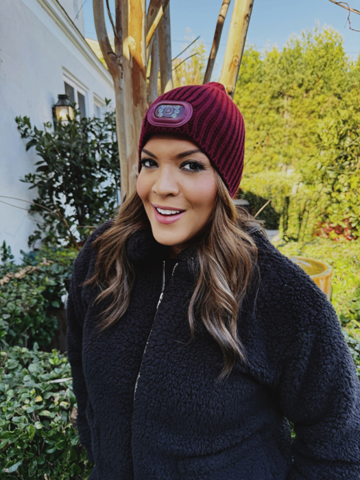 Reversible Knit LED Beanie - Wine
