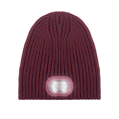 Reversible Knit LED Beanie - Wine