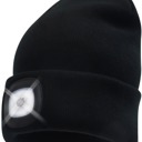  Solid Knit Beanie with LED Light - Black