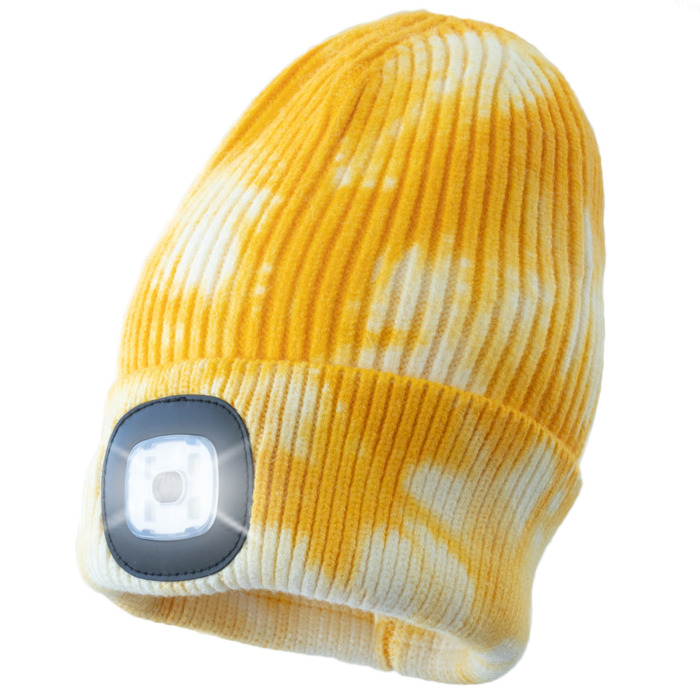 Tie Dye LED Knit Beanie - Yellow 