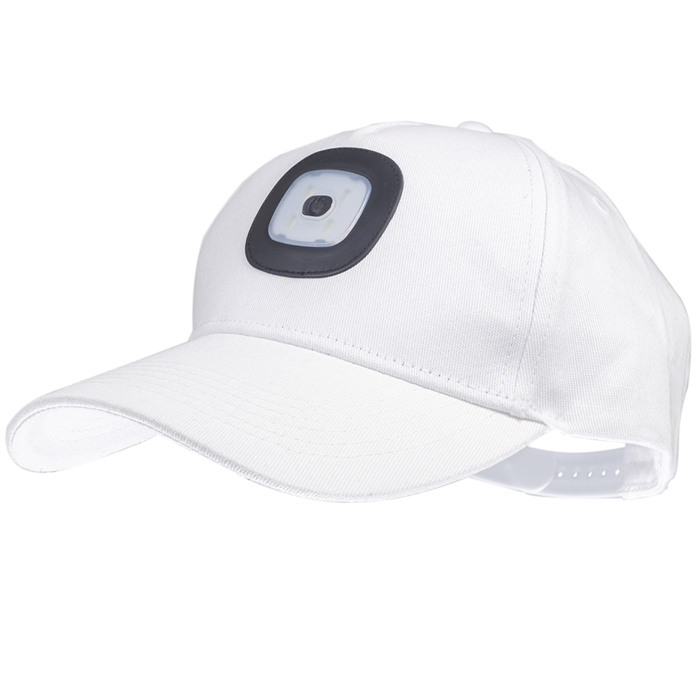 Baseball Cap with LED Light - White