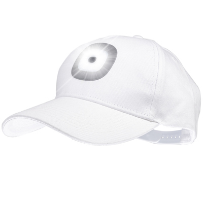 Baseball Cap with LED Light - White
