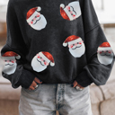 Large Sequin Santa Sweater - Black