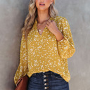 XXL Split Neck Printed Crinkled Blouse