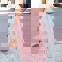 Medium Dreamy Pink Waterfall Tulle Maxi Skirt for Women