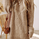 Small Expresso Cable Knit Loose Fit Shift Sweater Dress