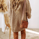 Small Expresso Cable Knit Loose Fit Shift Sweater Dress